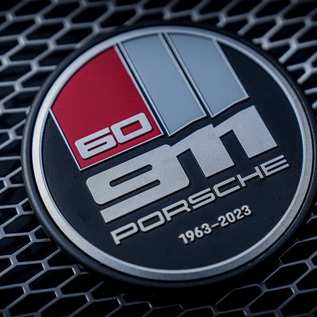 Porsche 911 60th Anniversary Emblem, Detail on Grille, Luxury Cars Kitzbühel