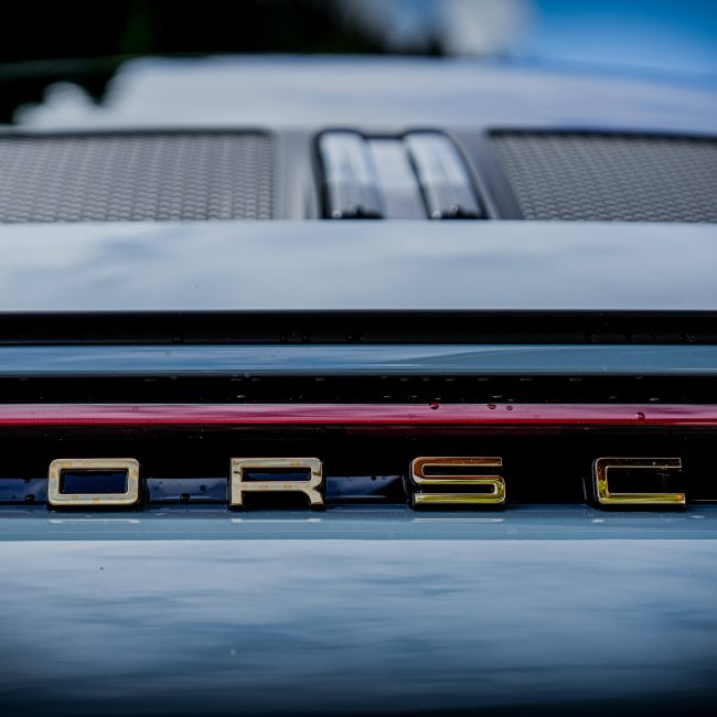 Porsche Rear View with Golden Lettering, Close-Up Luxury Sports Car Kitzbühel